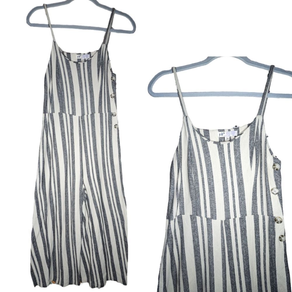 Women's Jolt Vertical Striped Cropped Wide Leg Jumpsuit, Size Small